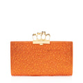 Alexander McQueen Satin Crystal Embellished Skull Four-Ring Flat Clutch