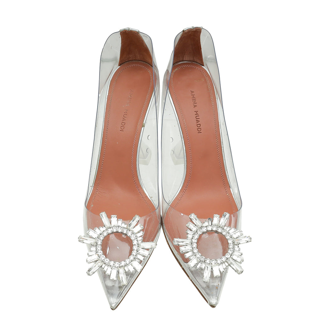 Amina Muaddi Transparent Glass Begum Pumps 37.5