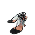 Amina Muaddi Black Zula Crystal Ankle Wrap Sandal 37.5