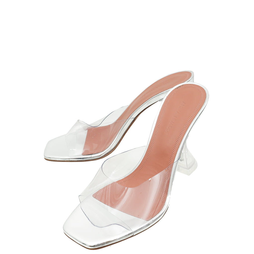 Amina Muaddi Bicolor Lupita Glass PVC Transparent Slipper 37