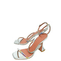 Amina Muaddi Metallic Silver Gilda 95 Ankle Strap Sandals 37