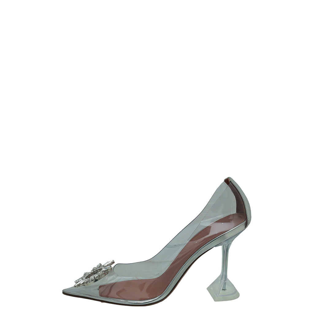 Amina Muaddi Silver PVC Begum Glass Pump 38.5