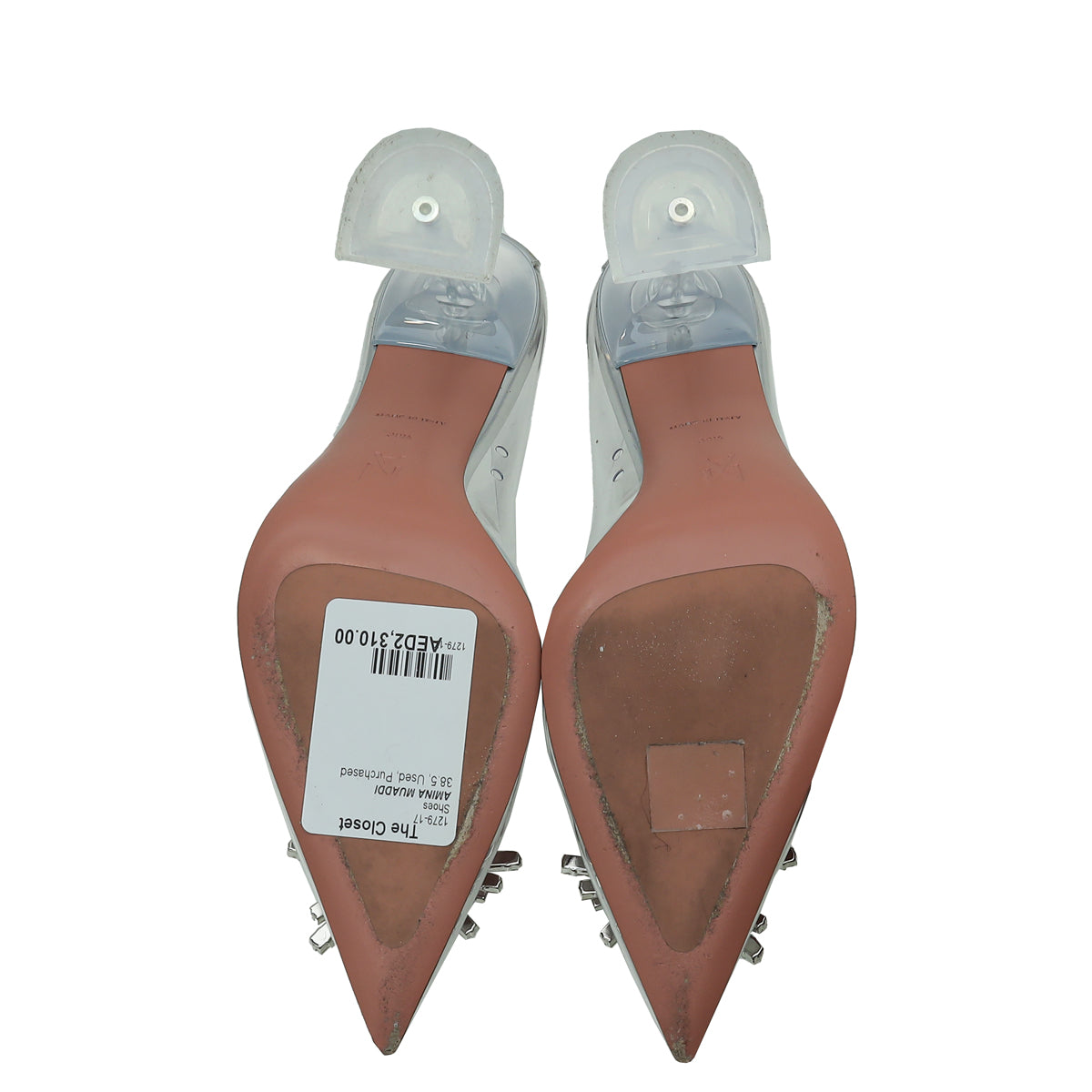 Amina Muaddi Silver PVC Begum Glass Pump 38.5