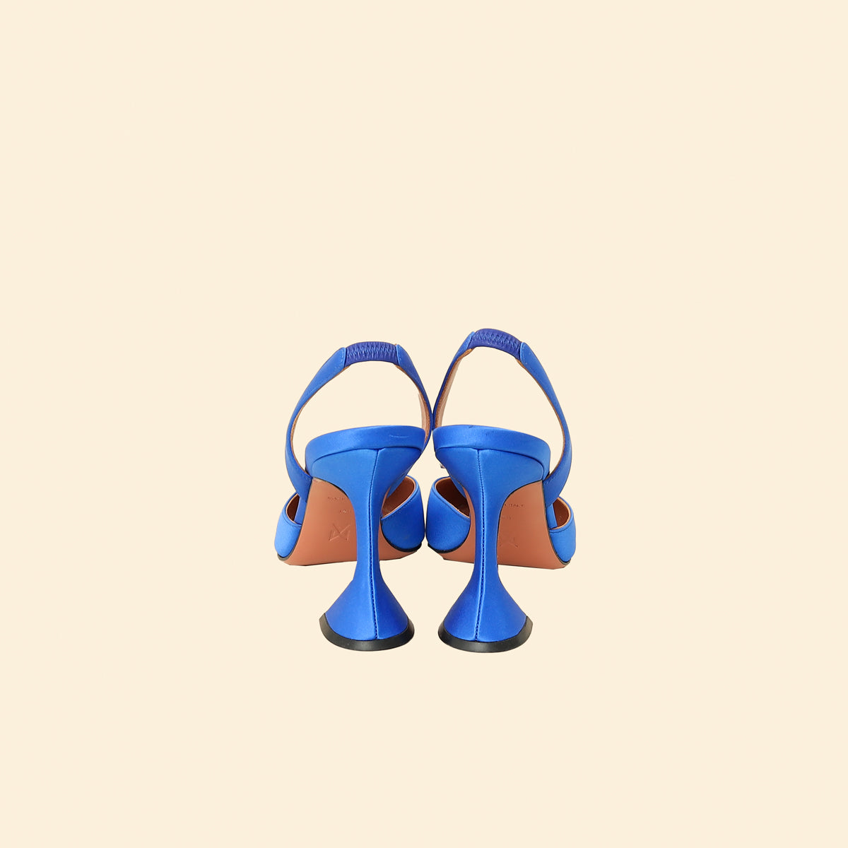 Amina Muaddi Electric Blue Satin Begum Crystal Slingback Pumps 38.5