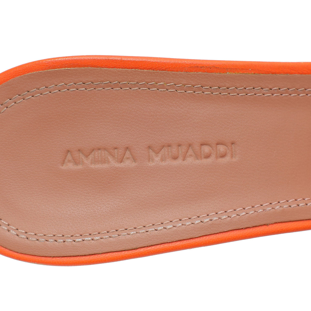 Amina Muaddi Orange Lupita Glass Slipper 39