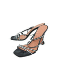 Amina Muaddi Black Satin Naima 95 Mules 39