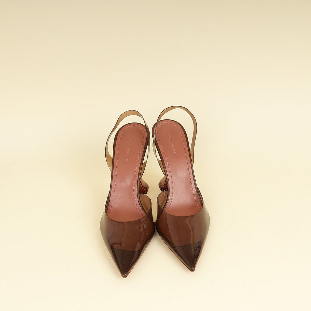 Amina Muaddi Mocha Holli Glass Sling 41