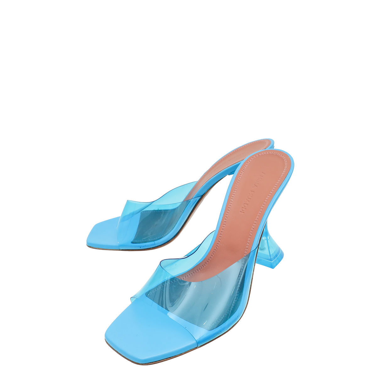 Amina Muaddi Blue Lupita Glass PVC Transparent Slipper 37