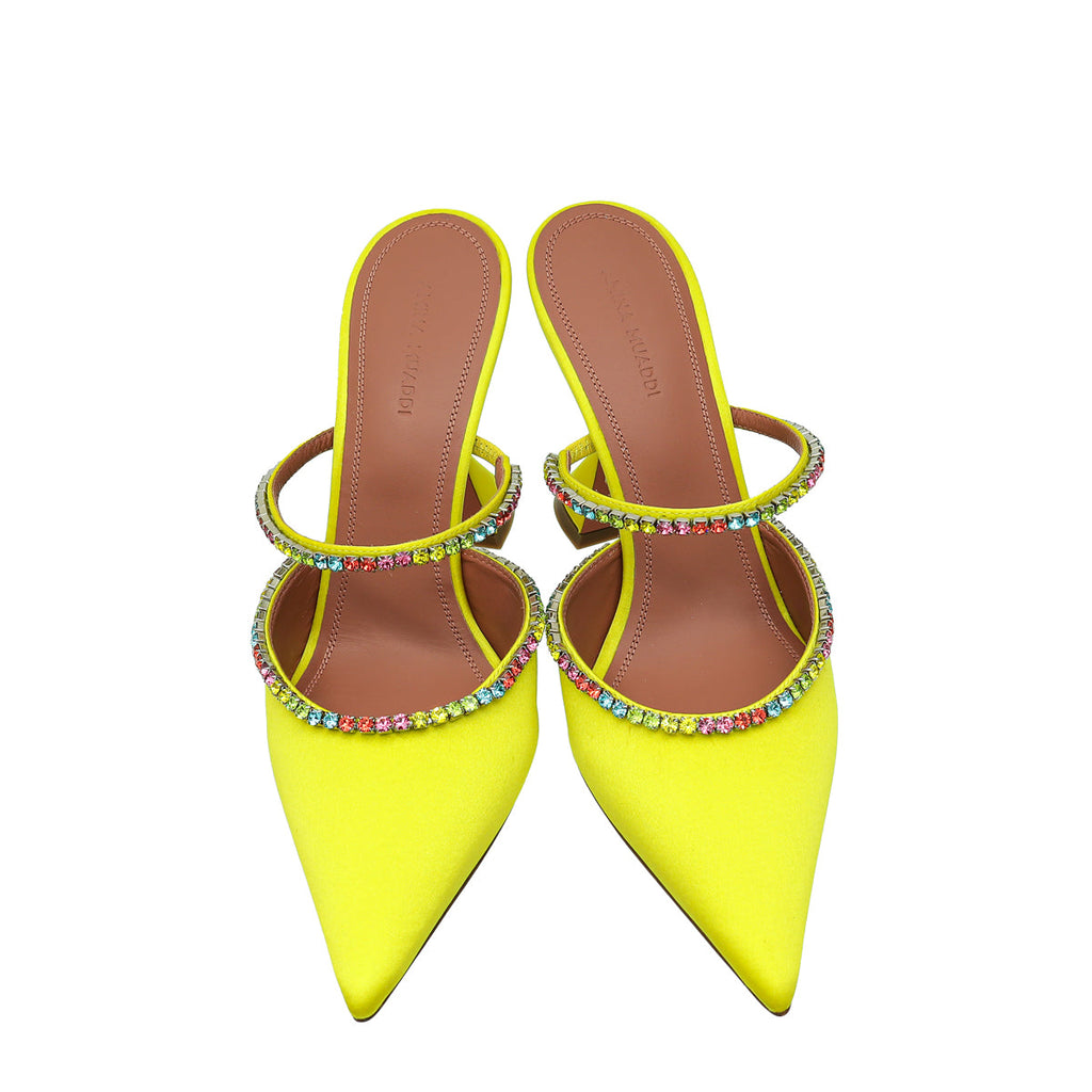 Amina Muaddi Citine Satin Gilda Mule 38.5