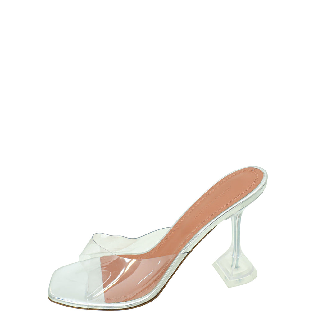 Amina Muaddi Bicolor Transparent PVC Lupita Glass Sandal 38