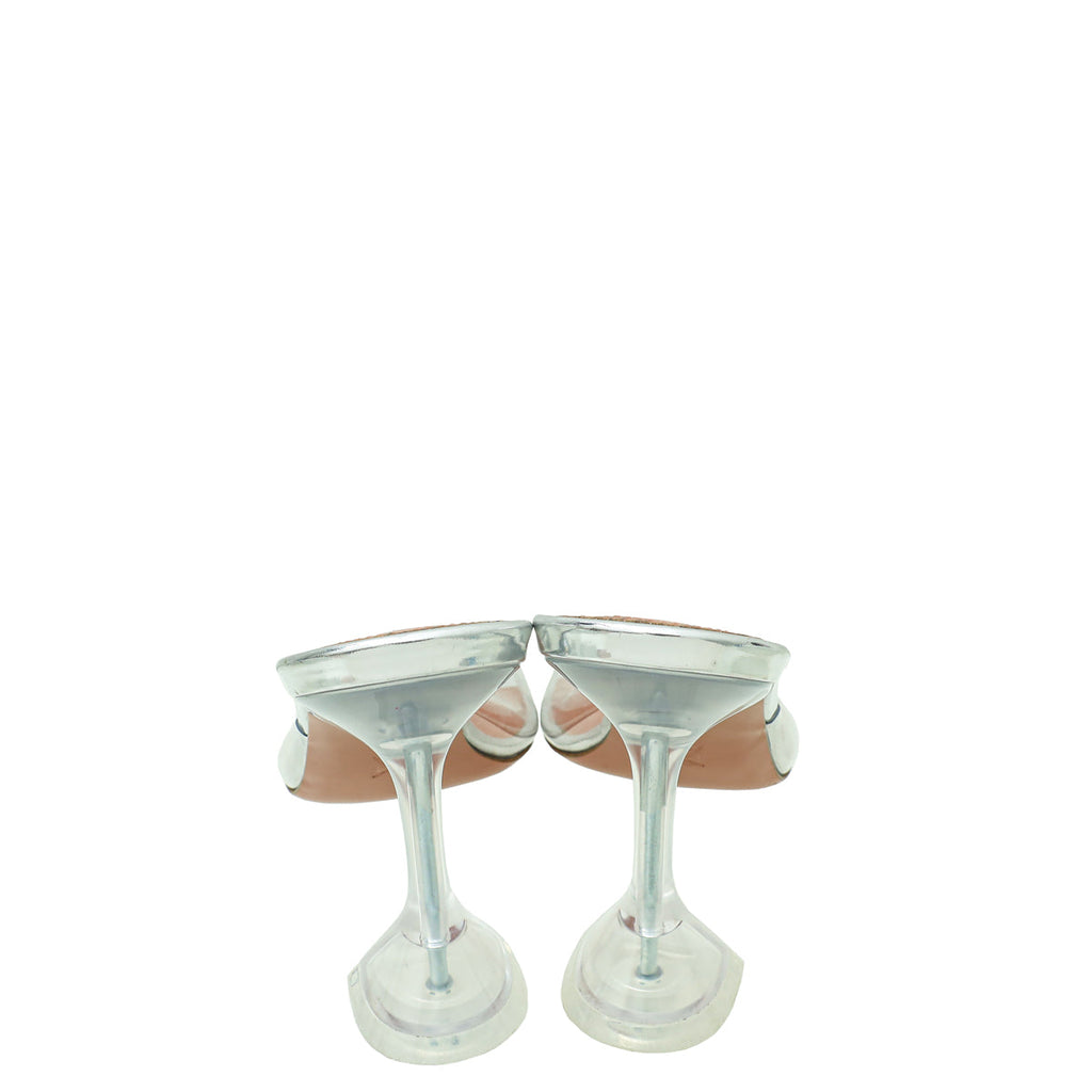 Amina Muaddi Bicolor Transparent PVC Lupita Glass Sandal 38