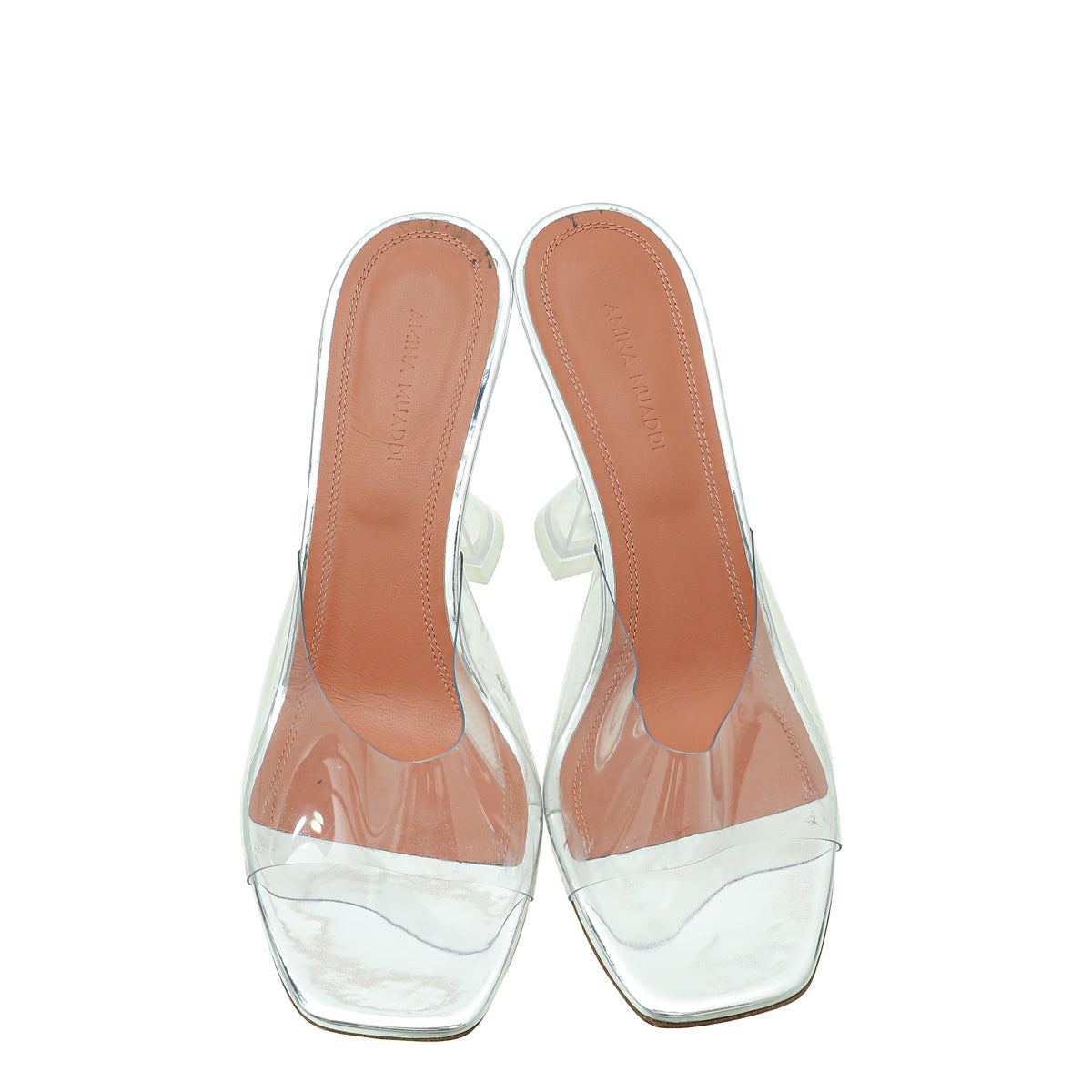 Amina Muaddi Bicolor Transparent PVC Lupita Glass Sandal 38