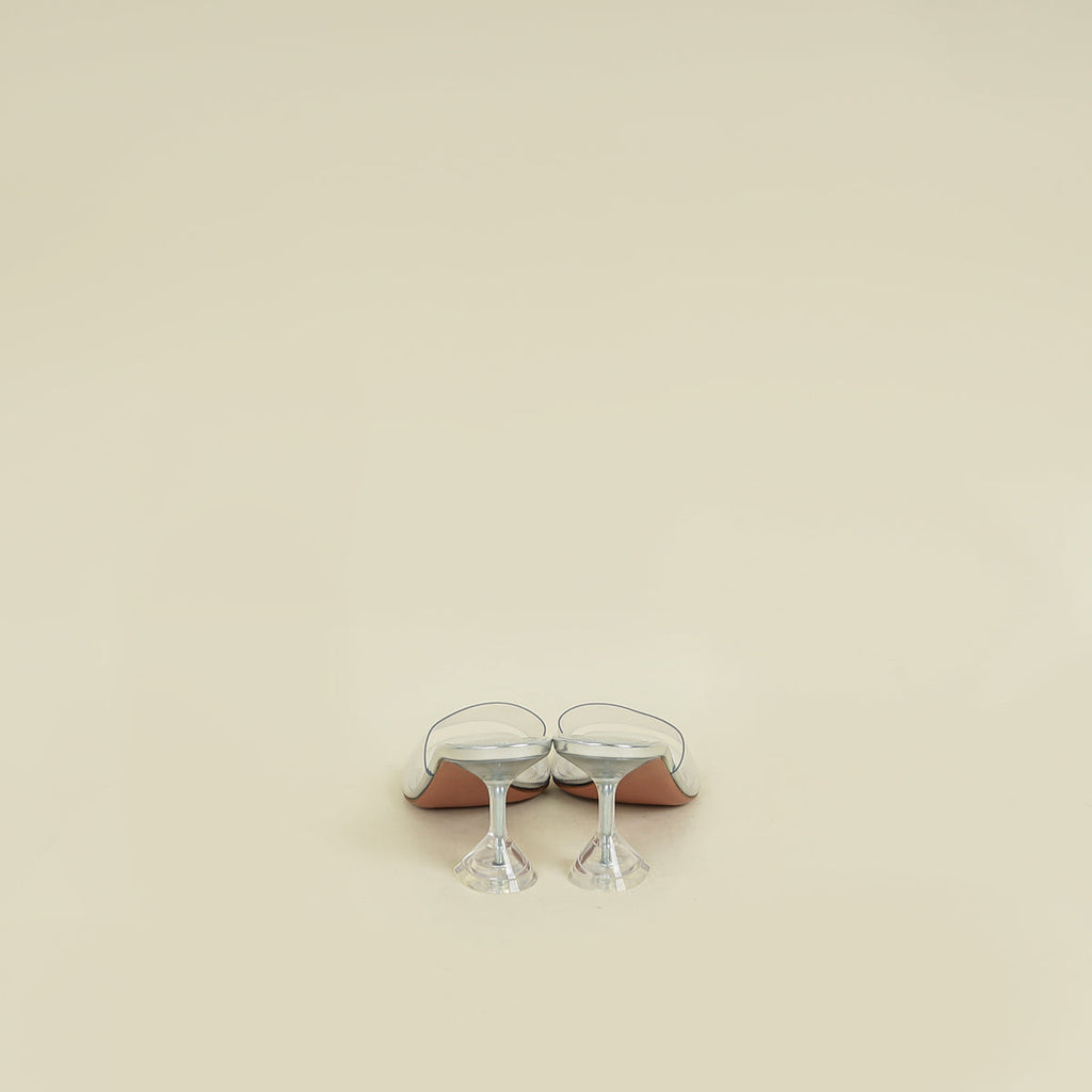 Amina Muaddi Bicolor Lupita Glass 70 Sandals 38
