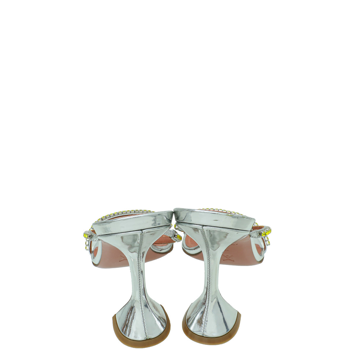 Amina Muaddi Metallic Silver Gilda Sandals 38