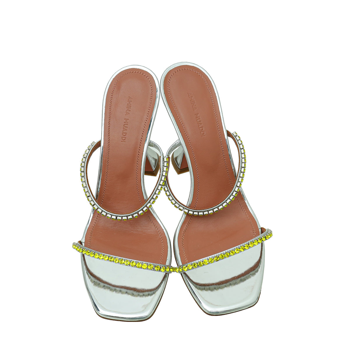 Amina Muaddi Metallic Silver Gilda Sandals 38