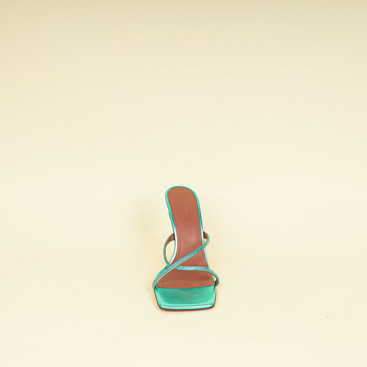 Amina Muaddi Metallic Caribbean Adriana Crystal Mules Sandal 39