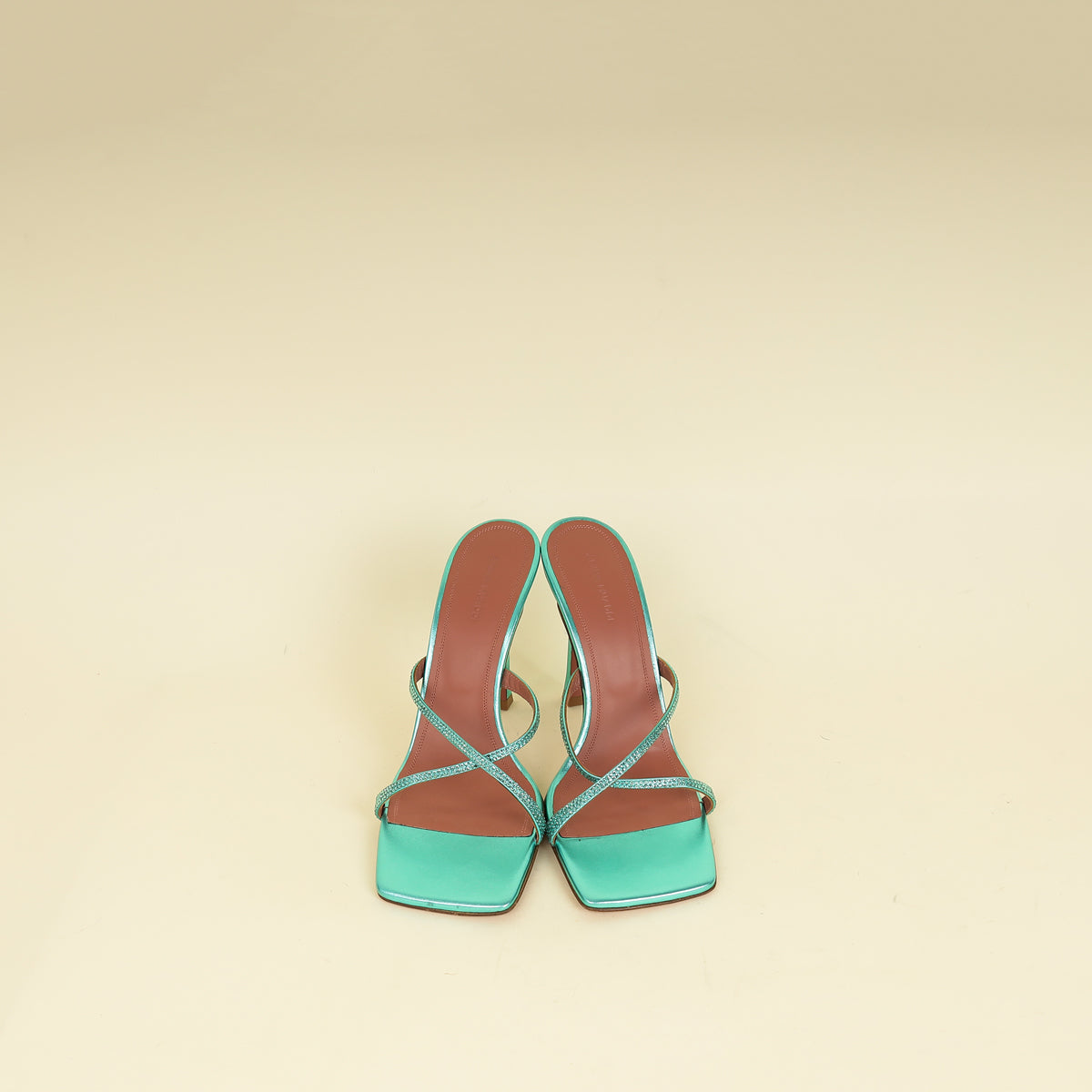 Amina Muaddi Metallic Caribbean Adriana Crystal Mules Sandal 39