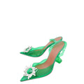 Amina Muaddi Green PVC Crystal Begum Slingback Pumps 40