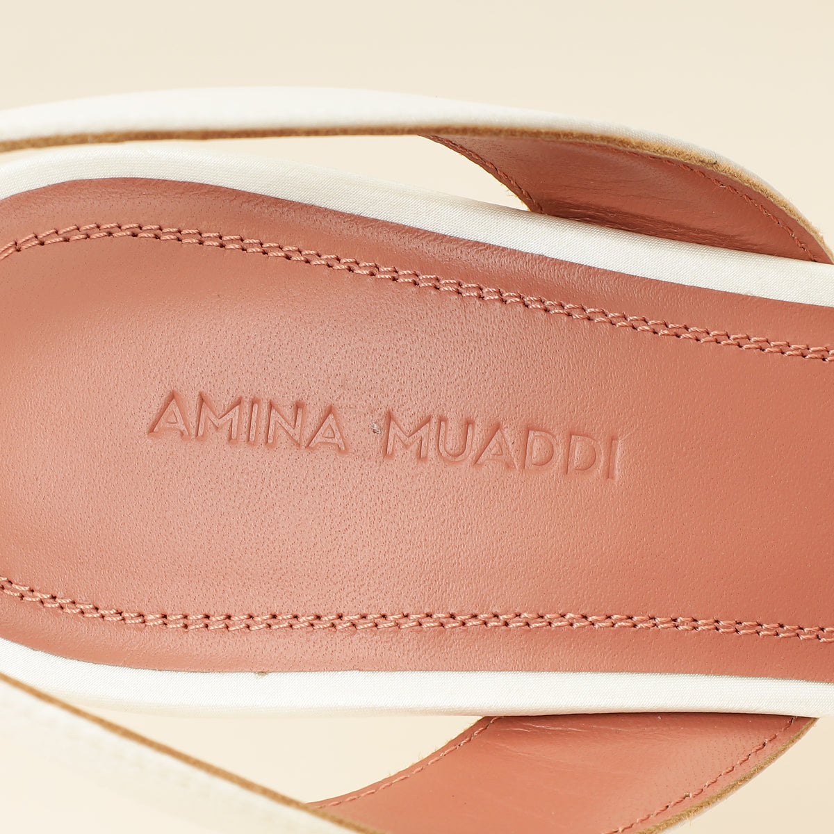 Amina Muaddi White Satin Begum Sling 39
