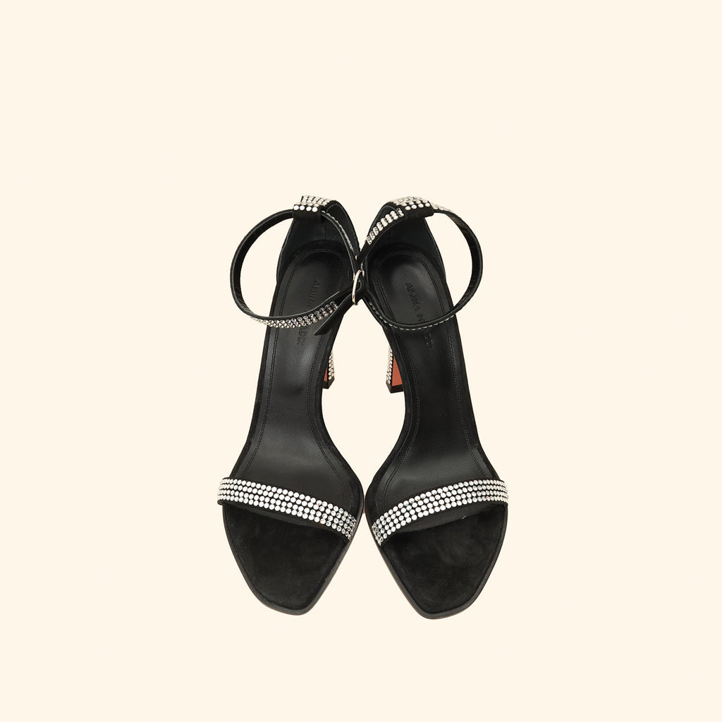 Amina Muaddi Black Kim Crystal Sandal 37.5