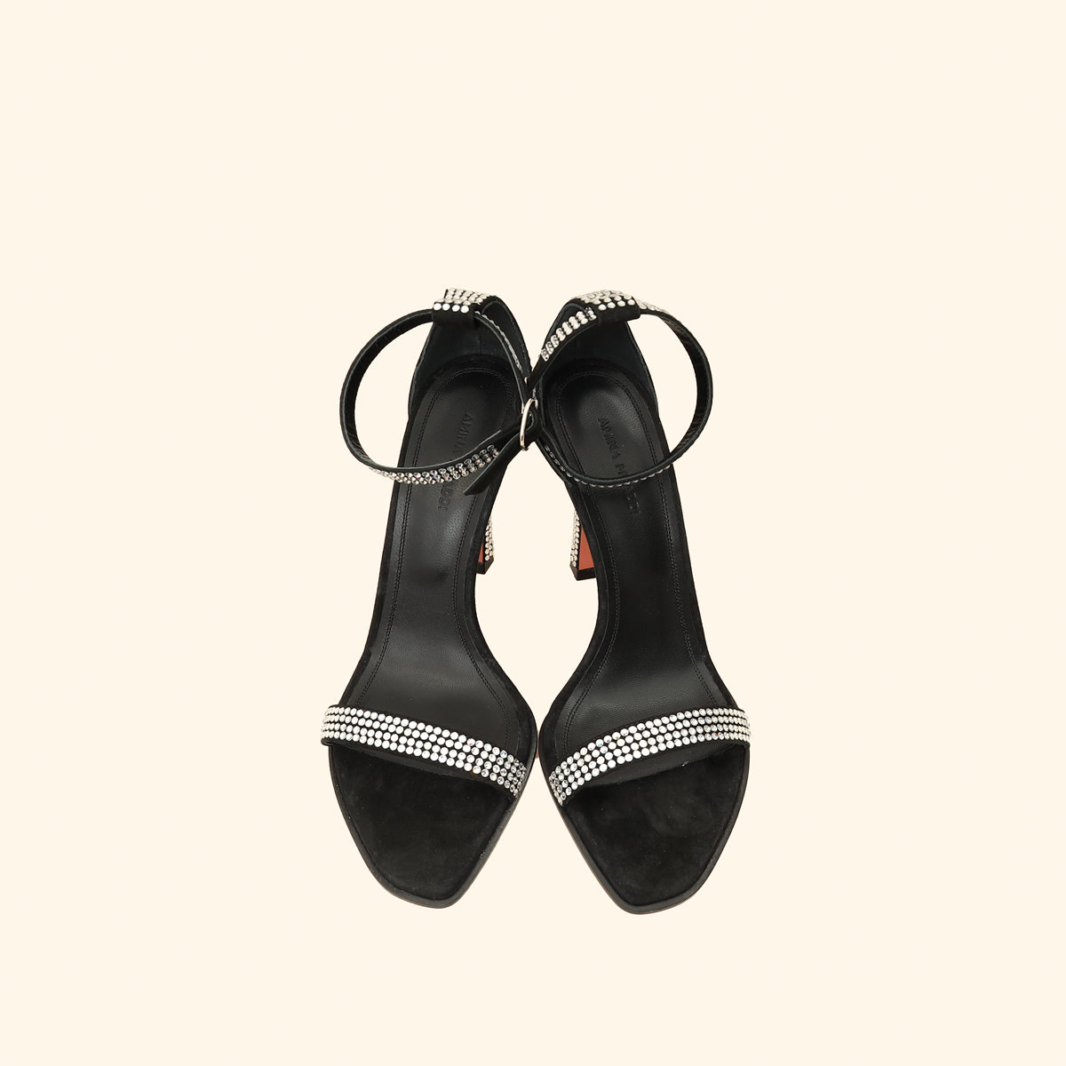 Amina Muaddi Black Kim Crystal Sandal 37.5
