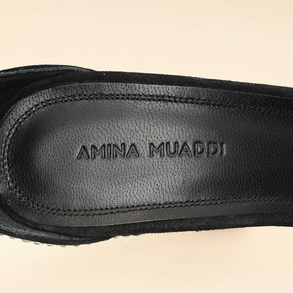 Amina Muaddi Black Kim Crystal Sandal 37.5