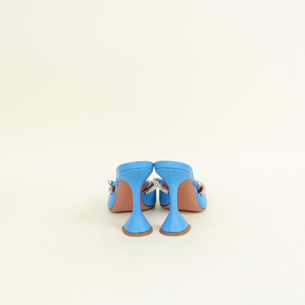 Amina Muaddi Blue Gilda Crystal Mules 38.5