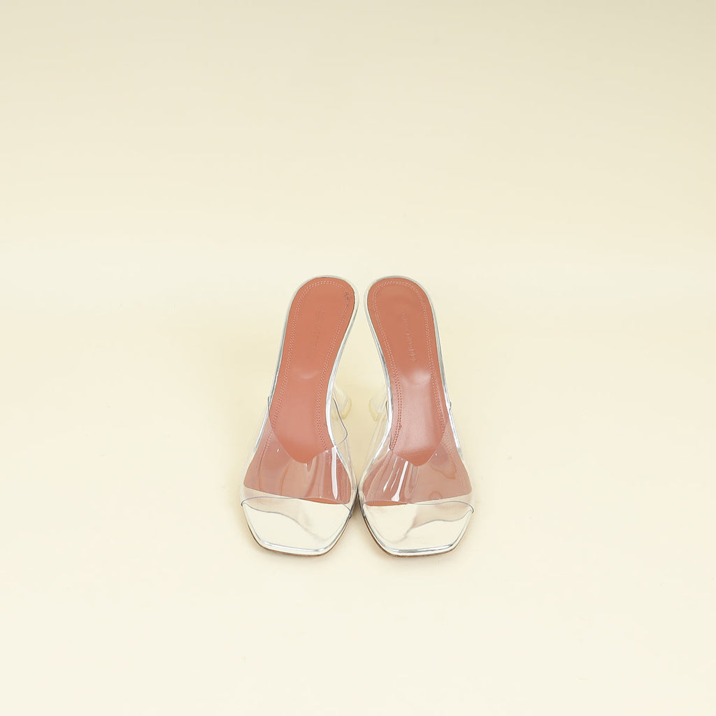 Amina Muaddi Bicolor Lupita Glass Mules 38.5
