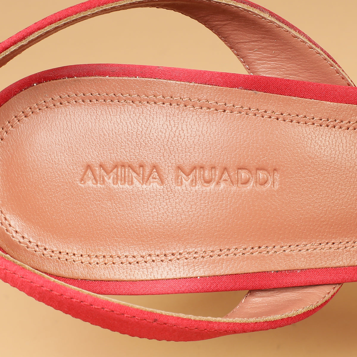 Amina Muaddi Roman Red Satin Camelia Sling 105 Pumps 38