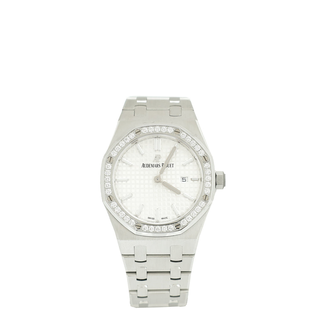 Audemars Piguet Stainless Steel Diamonds Royal Oak 33mm Quartz Watch