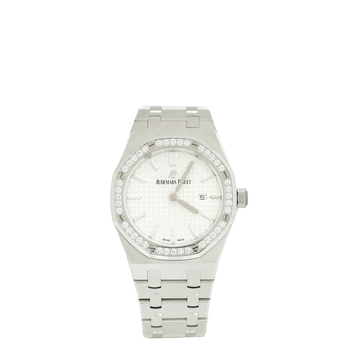 Audemars Piguet Stainless Steel Diamonds Royal Oak 33mm Quartz Watch