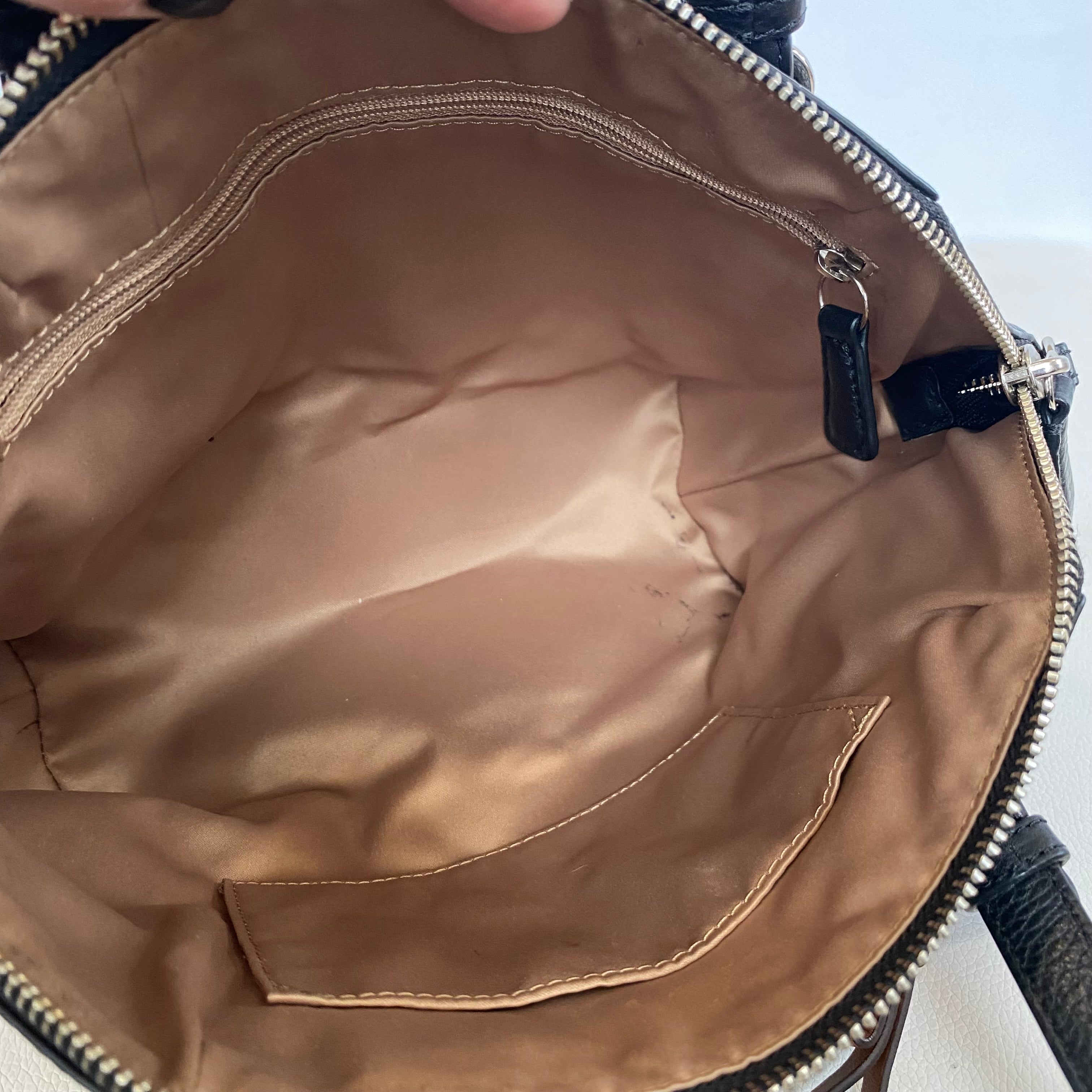 COACH Coach Black Leather Zip Carryall Satchel Handbag