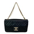 CHANEL Quilted Pearl CC Flap Shoulder Bag Black