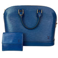LOUIS VUITTON Epi Alma PM Satchel Handbag with Epi Elise Wallet in Blue
