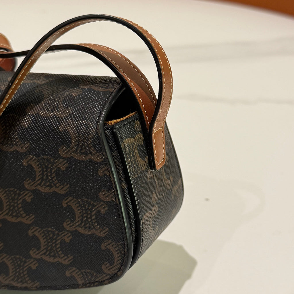 CELINE TRIOMPHE MINI CLASSIC MONOGRAM WITH GOLD LOCK SHOULDER BAG