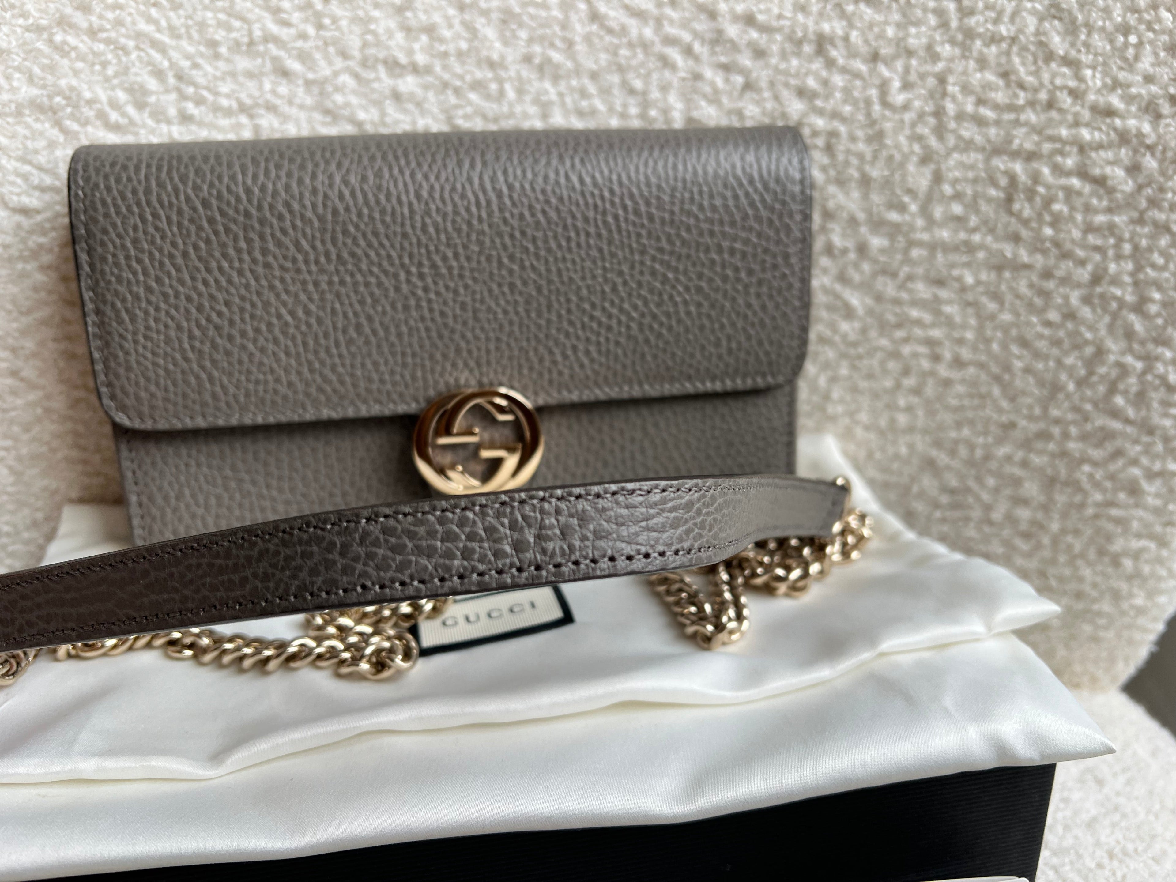 Gucci Dollar Grey Interlocking Chain Wallet