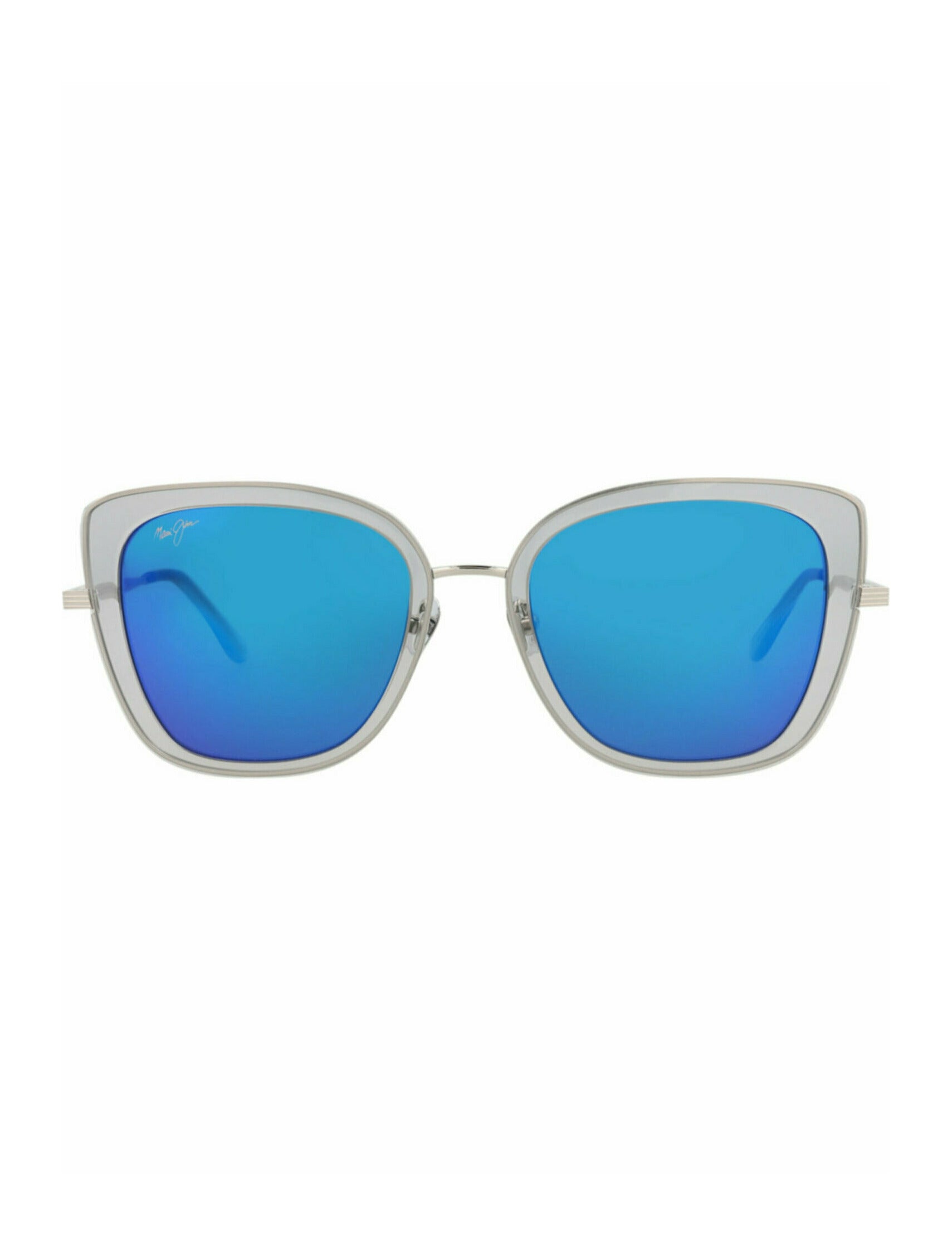 Maui Jim Womens Cat Eye Grey Silver Blue Fashion Designer Eyewear
