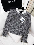 Chanel 23A tweed black and white collar jacket