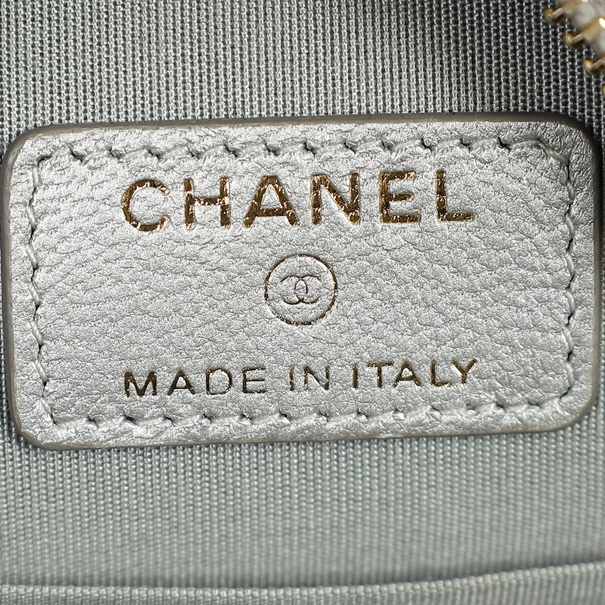 Chanel Metallic Gray 19 Round Mini Clutch w/ Chain