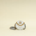 Chanel Metallic Gray 19 Round Mini Clutch w/ Chain