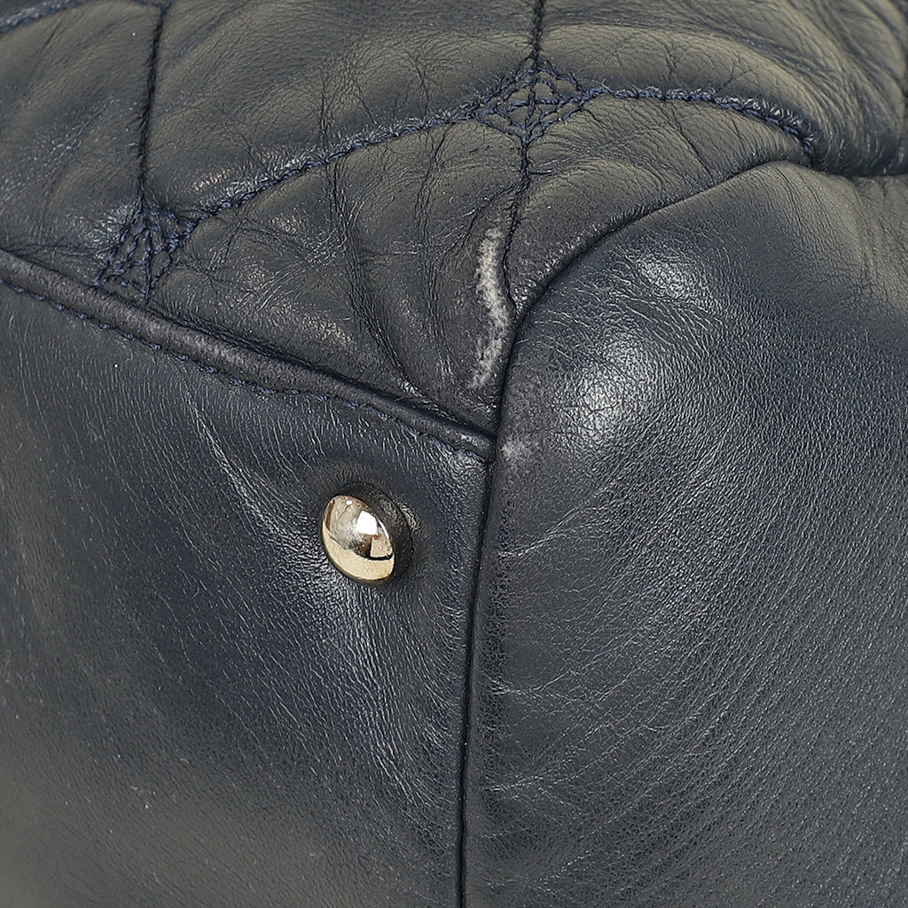 Chanel Indigo Blue CC Quilted Hidden Chain Bowler Bag