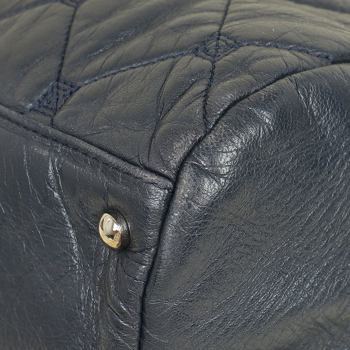 Chanel Indigo Blue CC Quilted Hidden Chain Bowler Bag