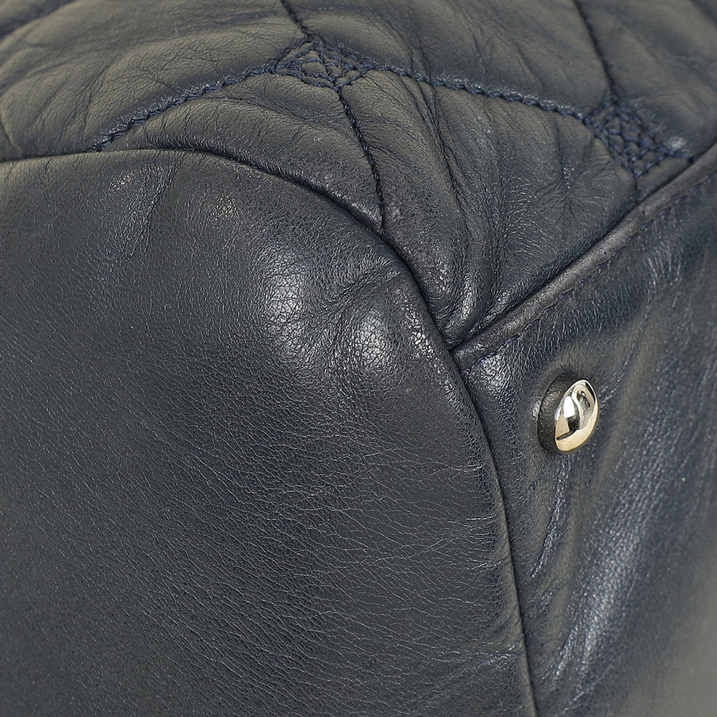 Chanel Indigo Blue CC Quilted Hidden Chain Bowler Bag