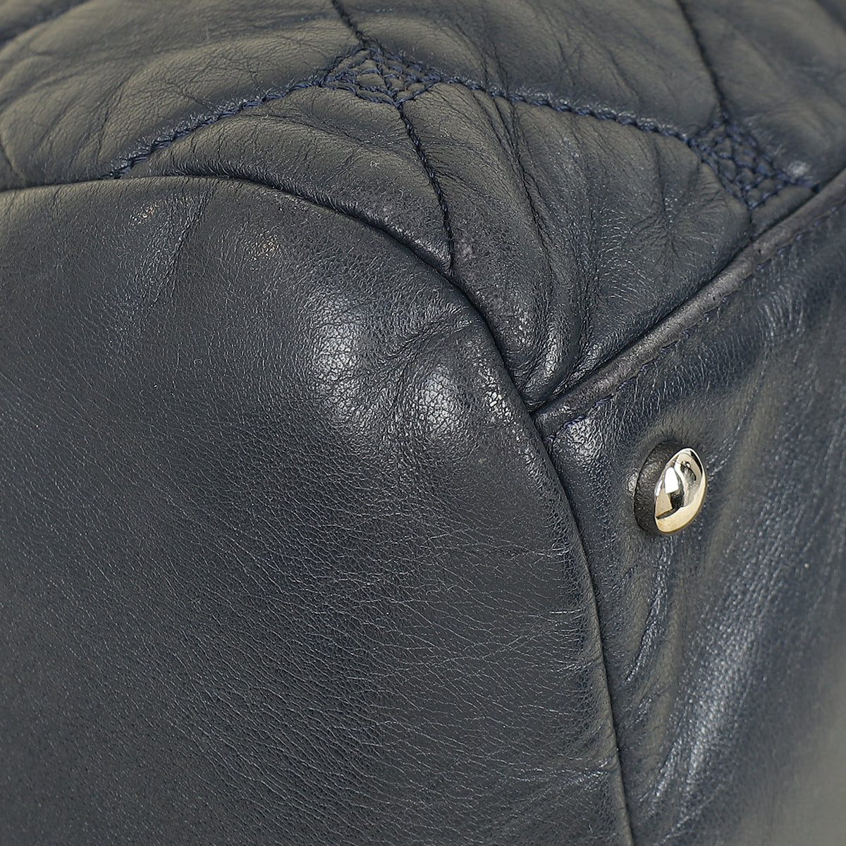 Chanel Indigo Blue CC Quilted Hidden Chain Bowler Bag