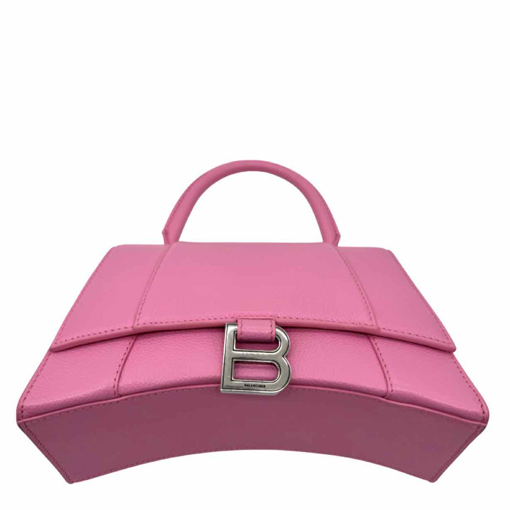 BALENCIAGA Leather Top Handle Hourglass Small Bag Pink