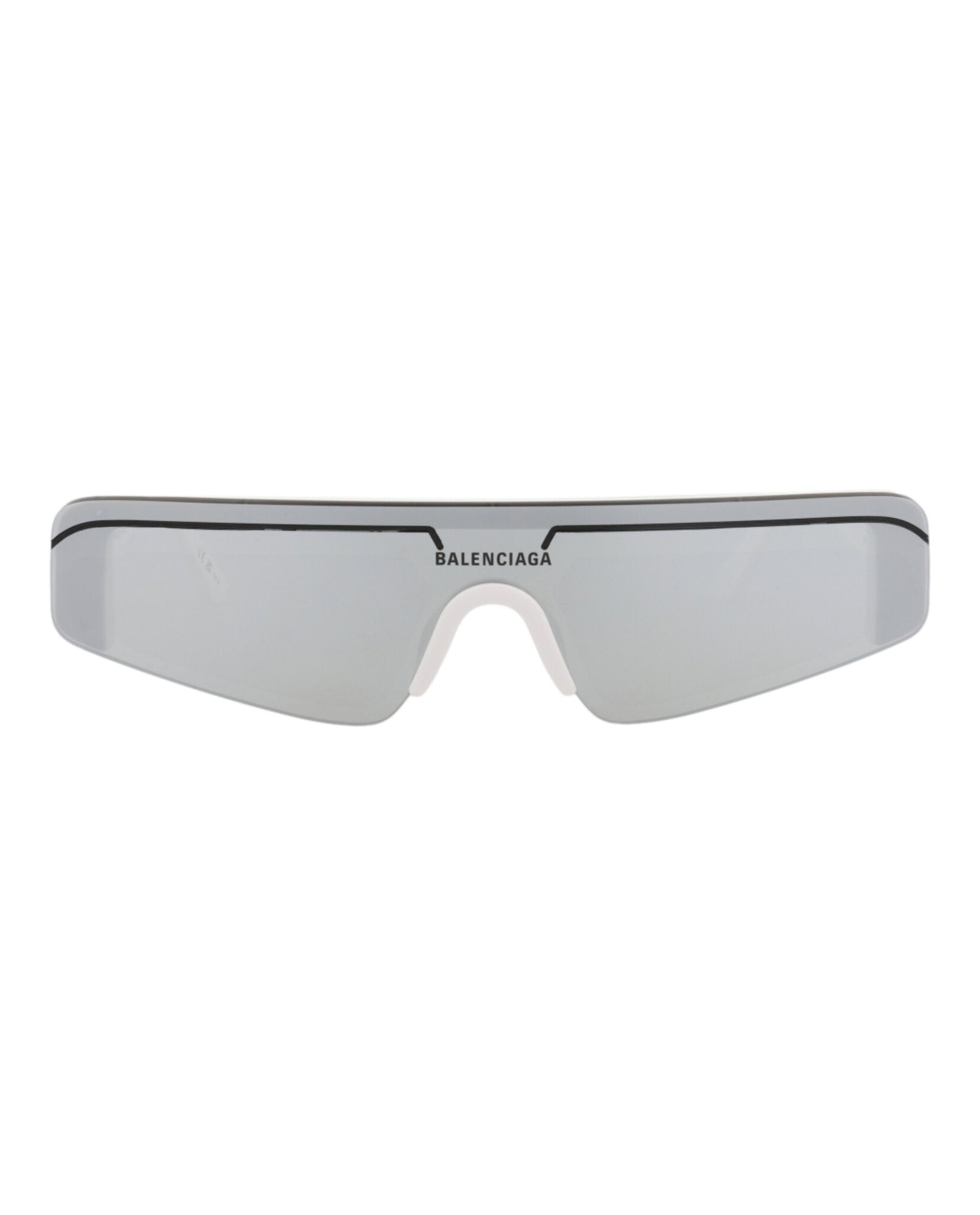 Balenciaga Unisex Shield/Wrap White White Silver Fashion Designer Eyewear