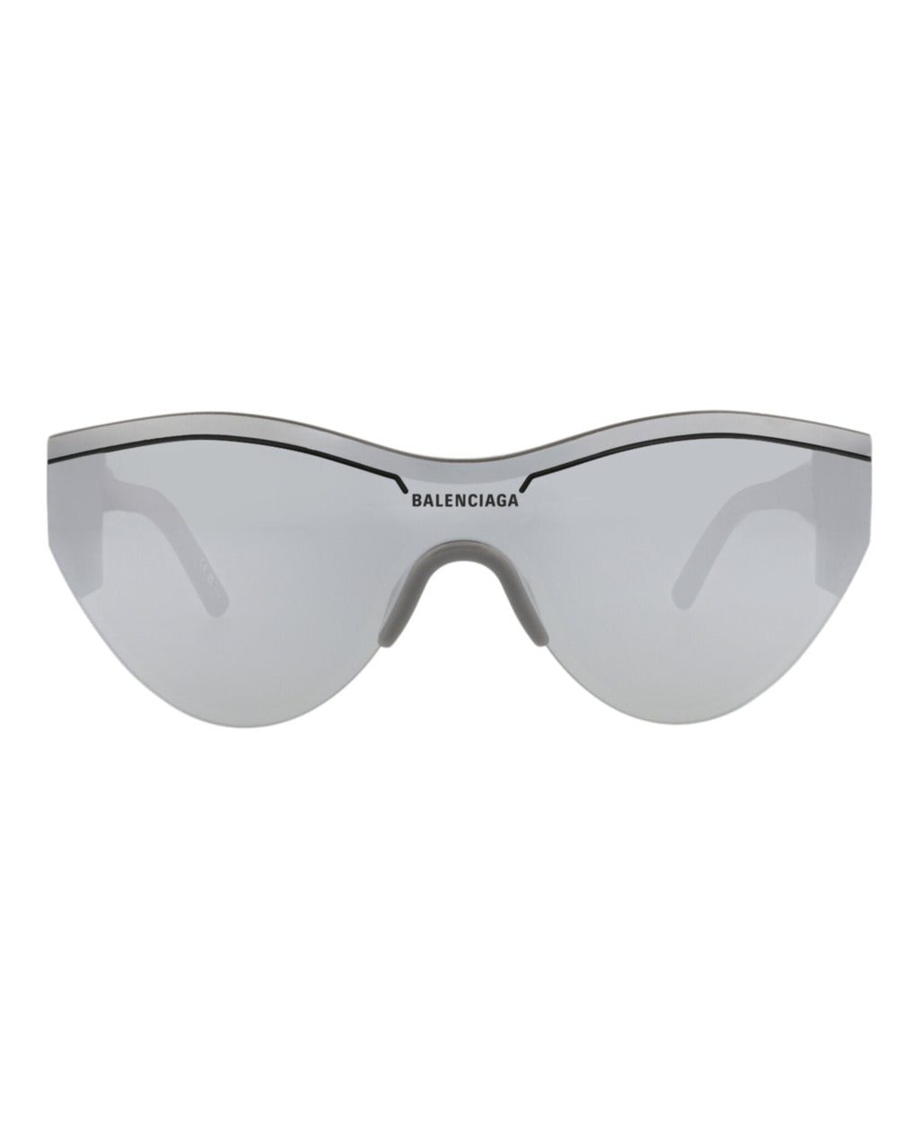 Balenciaga Unisex Shield/Wrap Grey Grey Silver Fashion Designer Eyewear