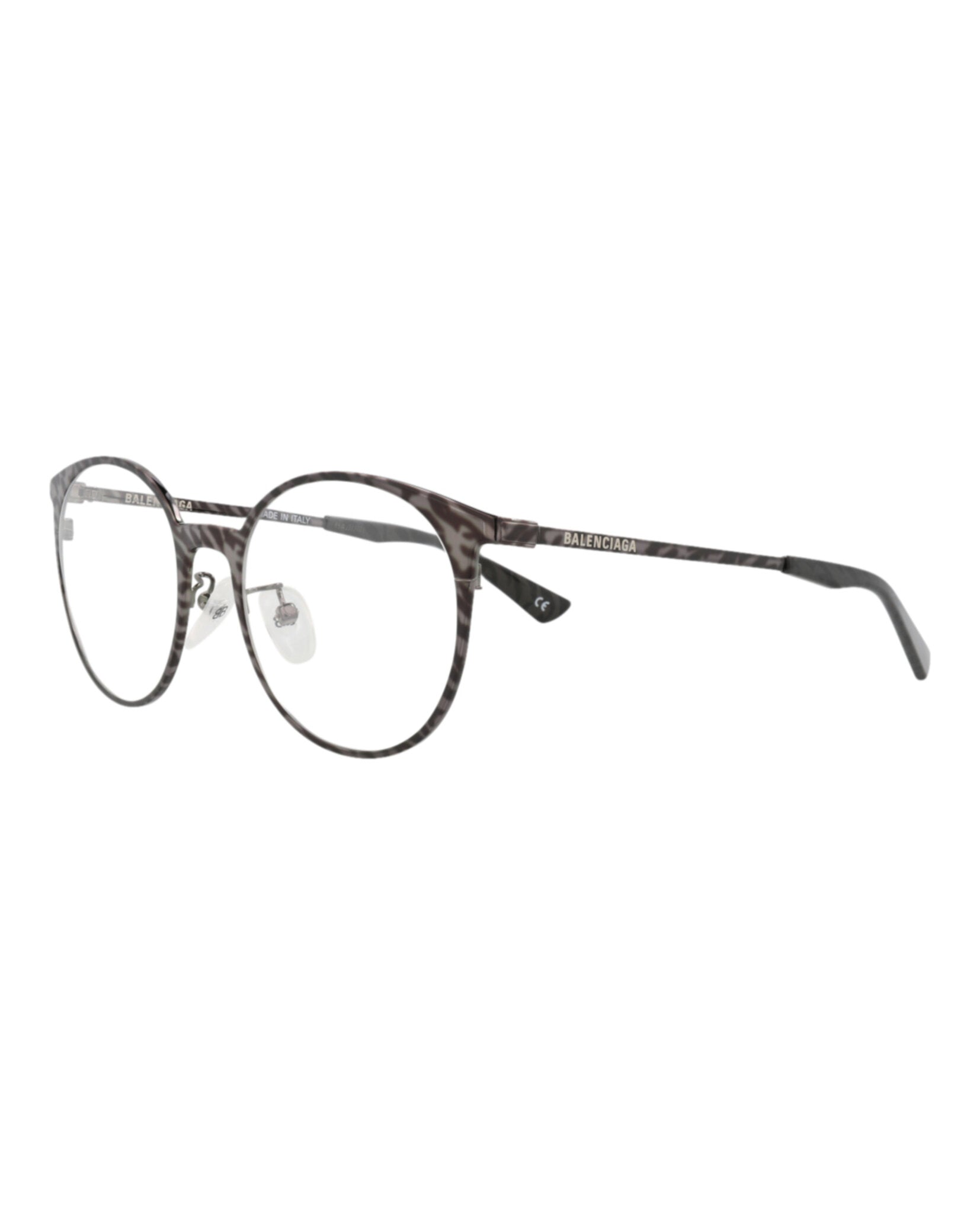 Balenciaga Womens Round/Oval Ruthenium Ruthenium Transparent Fashion Designer Eyewear
