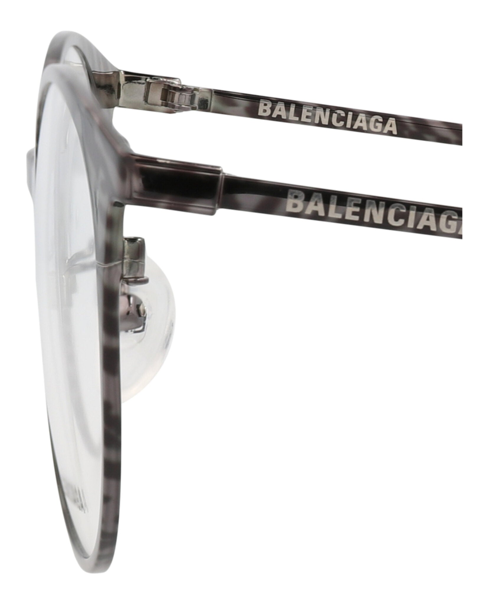 Balenciaga Womens Round/Oval Ruthenium Ruthenium Transparent Fashion Designer Eyewear