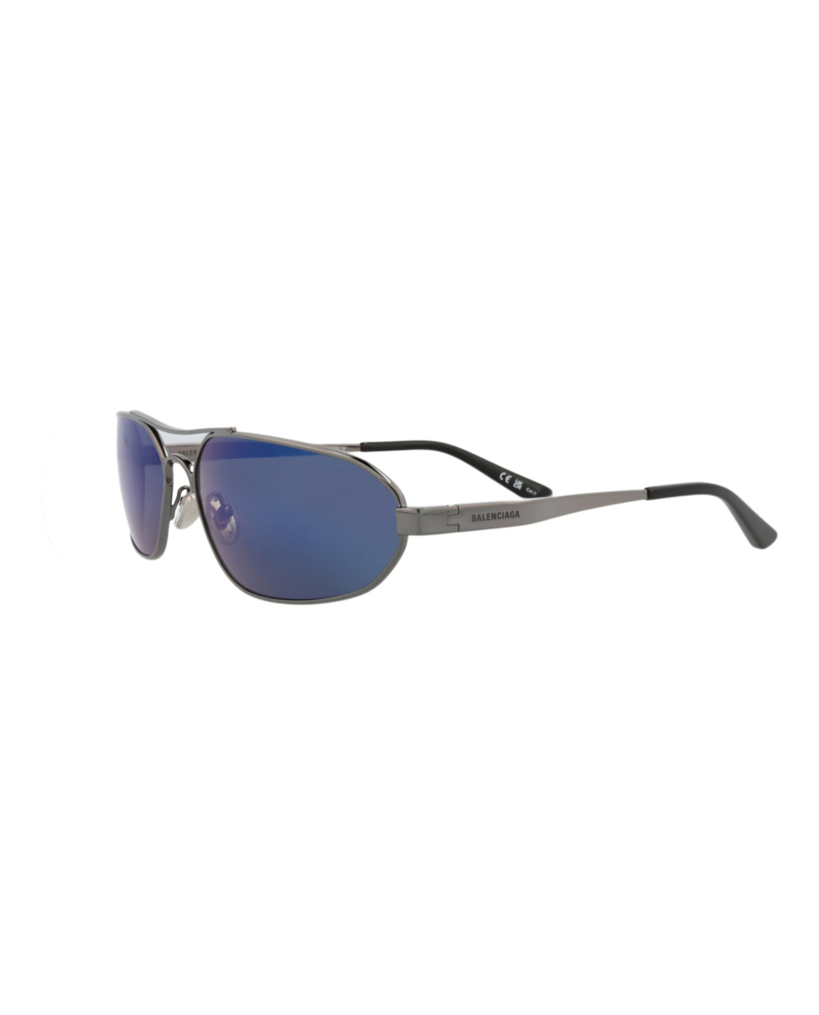 Balenciaga Mens Shield/Wrap Ruthenium Ruthenium Blue Fashion Designer Eyewear